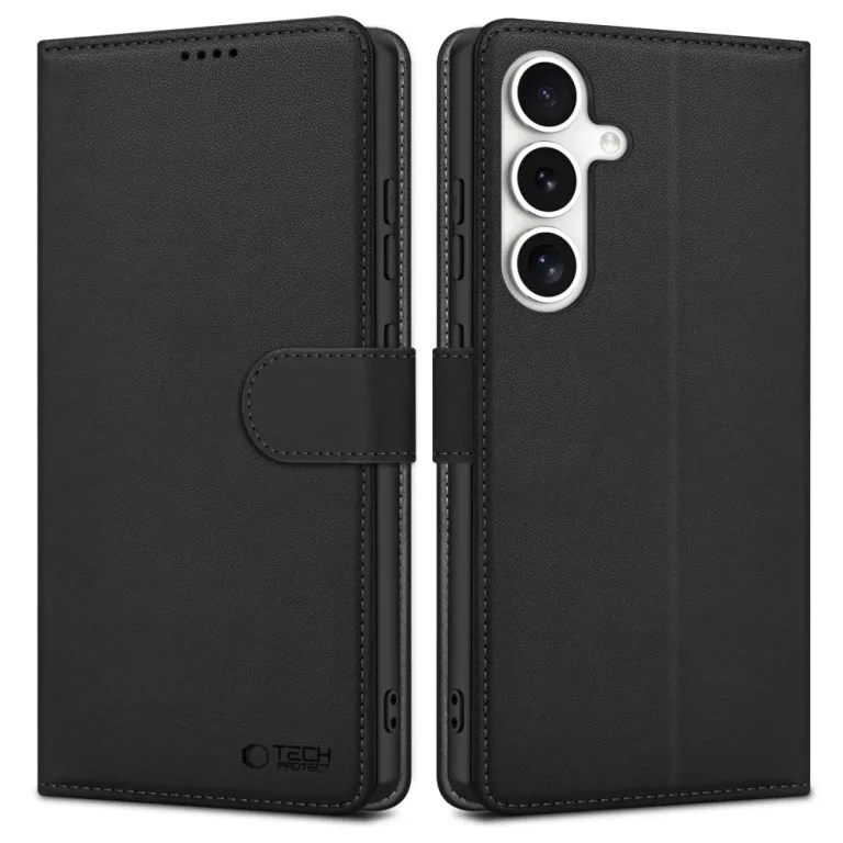 Összecsukható öko-bőr tok Samsung Galaxy S25 FE Wallet - fekete