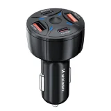 2xUSB-C 2xUSB-A 60 W-os autós töltő – fekete 2