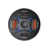 2xUSB-C 2xUSB-A 60 W-os autós töltő – fekete 3