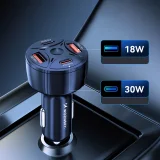 2xUSB-C 2xUSB-A 60 W-os autós töltő – fekete 6