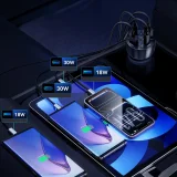 2xUSB-C 2xUSB-A 60 W-os autós töltő – fekete 7