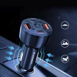 2xUSB-C 2xUSB-A 60 W-os autós töltő – fekete 8