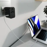 Utazási adapter EU, UK, US és AUS aljzatokhoz, USB-C és USB-A portokkal, GaN 70 W – fekete 11