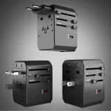 Utazási adapter EU, UK, US és AUS aljzatokhoz, USB-C és USB-A portokkal, GaN 70 W – fekete 5