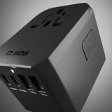 Utazási adapter EU, UK, US és AUS aljzatokhoz, USB-C és USB-A portokkal, GaN 70 W – fekete 6