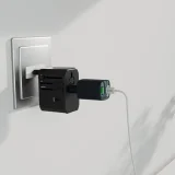 Utazási adapter EU, UK, US és AUS aljzatokhoz, USB-C és USB-A portokkal, GaN 70 W – fekete 9