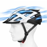 MTB kerékpáros sisak levehető napellenzővel és USB hátsó lámpával, 54-57 cm - fekete-fehér 11