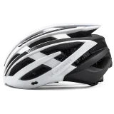 MTB kerékpáros sisak levehető napellenzővel és USB hátsó lámpával, 54-57 cm - fekete-fehér 4