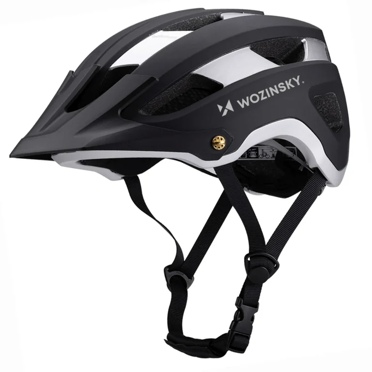 Könnyű MTB kerékpáros sisak levehető napellenzővel, 57-62 cm - fekete és ezüst színben