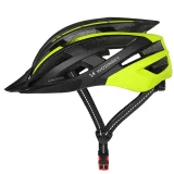 MTB kerékpáros sisak levehető napellenzővel és USB hátsó lámpával, 57-62 cm - fekete és sárga színben 3