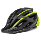 MTB kerékpáros sisak levehető napellenzővel és USB hátsó lámpával, 57-62 cm - fekete és sárga színben 4