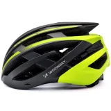 MTB kerékpáros sisak levehető napellenzővel és USB hátsó lámpával, 57-62 cm - fekete és sárga színben 6