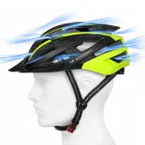 MTB kerékpáros sisak levehető napellenzővel és USB hátsó lámpával, 57-62 cm - fekete és sárga színben 7