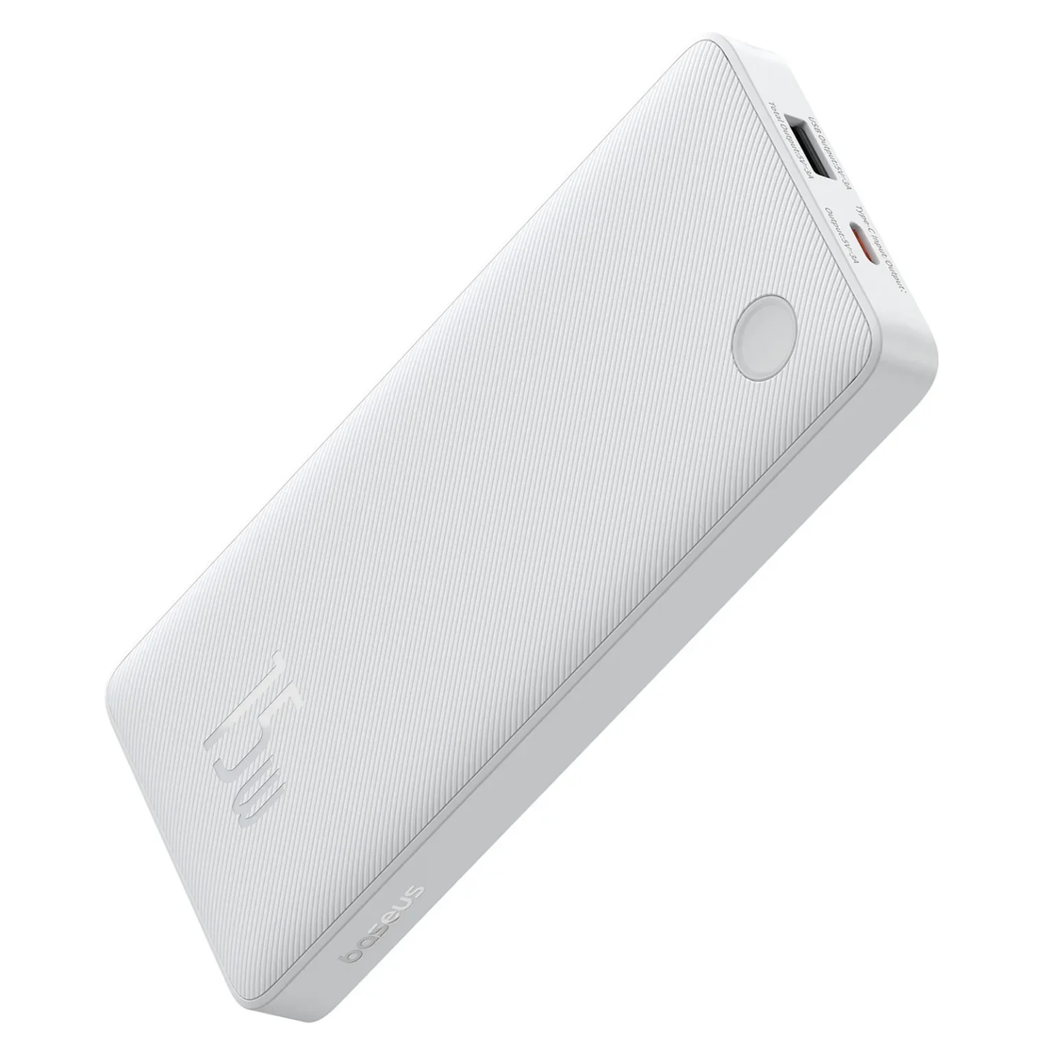 Airpow Lite 10000mAh 15W-os Power Bank 30cm-es USB-A USB-C kábellel - Fehér színben