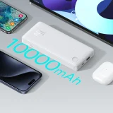 Airpow Lite 10000mAh 15W-os Power Bank 30cm-es USB-A USB-C kábellel - Fehér színben 6