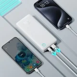 Airpow Lite 10000mAh 15W-os Power Bank 30cm-es USB-A USB-C kábellel - Fehér színben 8