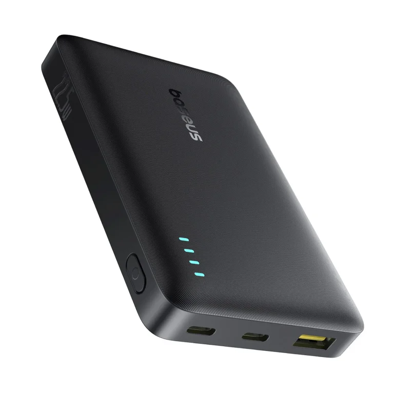 10000mAh 22.5W EnerFill FP21 Power Bank USB-A és USB-C porttal és USB-C kábellel - fekete színben