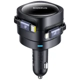 Punjač za automobil s uvlačivim USB-C i iPhone Lightning kabelima, 60 W - crni 2