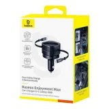 Punjač za automobil s uvlačivim USB-C i iPhone Lightning kabelima, 60 W - crni 4