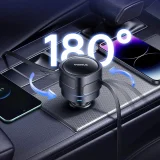 Punjač za automobil s uvlačivim USB-C i iPhone Lightning kabelima, 60 W - crni 7