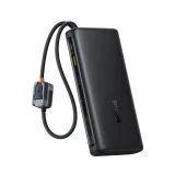 25000mAh 145W-os Power Bank kijelzővel és beépített USB-C kábelekkel - Fekete