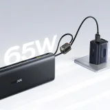25000mAh 145W-os Power Bank kijelzővel és beépített USB-C kábelekkel - Fekete 11