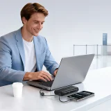 25000mAh 145W-os Power Bank kijelzővel és beépített USB-C kábelekkel - Fekete 4