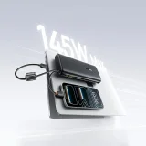 25000mAh 145W-os Power Bank kijelzővel és beépített USB-C kábelekkel - Fekete 9