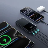 10000mAh 22.5W USB-A USB-C Power Bank kijelzővel JR-QP191 Mini - Fekete 11