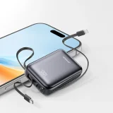 20000mAh 22.5W USB-C Power Bank dupla kábellel - Fekete 8