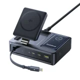 5 az 1-ben USB-A-ról USB-C-re történő töltőállomás visszahúzható kábellel, 140W Qi2 - Fekete 2