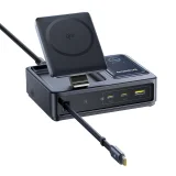5 az 1-ben USB-A-ról USB-C-re történő töltőállomás visszahúzható kábellel, 140W Qi2 - Fekete 3