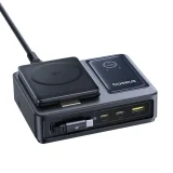 5 az 1-ben USB-A-ról USB-C-re történő töltőállomás visszahúzható kábellel, 140W Qi2 - Fekete 4
