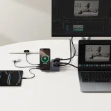 6 az 1-ben vezeték nélküli töltőállomás USB-A, USB-C, 2x AC csatlakozó, 67W - Fekete 7