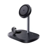 3 az 1-ben induktív töltő okostelefonhoz, órához és fejhallgatóhoz hűtéssel, 45 W-os USB-C kábellel - fekete színben