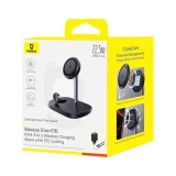 3 az 1-ben induktív töltő okostelefonhoz, órához és fejhallgatóhoz hűtéssel, 45 W-os USB-C kábellel - fekete színben 3