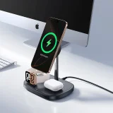 3 az 1-ben induktív töltő okostelefonhoz, órához és fejhallgatóhoz hűtéssel, 45 W-os USB-C kábellel - fekete színben 5
