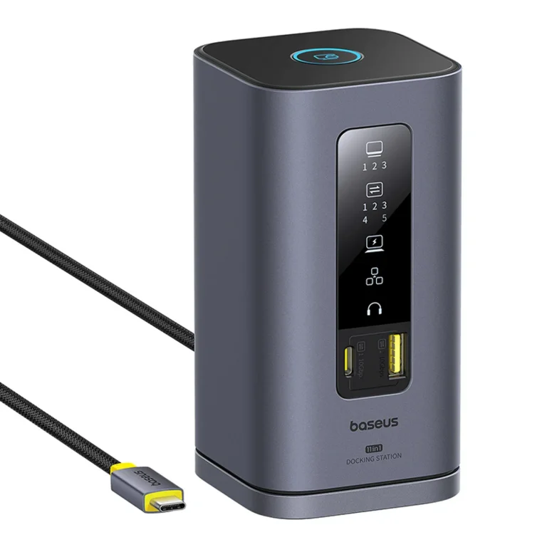 11 az 1-ben USB-C, USB-A, HDMI, RJ45, 3,5 mm-es minijelzős dokkolóállomás - szürke