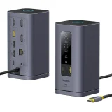 11 az 1-ben USB-C, USB-A, HDMI, RJ45, 3,5 mm-es minijelzős dokkolóállomás - szürke 4