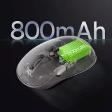 Vezeték nélküli egér újratölthető akkumulátorral, akkumulátor kijelzővel, 4000 DPI, 800 mAh, 2,4 GHz, BT - fehér 4