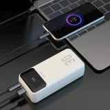 30 000 mAh-s hordozható akkumulátor USB-A és USB-C csatlakozóval, K15Max PD 22,5 W, USB-C és iPhone Lightning kábellel – fehér 6