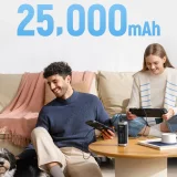 25 000 mAh-s USB-C és USB-A csatlakozóval ellátott, 210 W-os hordozható akkumulátor – fekete 3