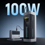 25 000 mAh-s USB-C és USB-A csatlakozóval ellátott, 210 W-os hordozható akkumulátor – fekete 4