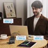 USB-C–USB-A fali töltő USB-C kábellel, GaN 100 W – szürke 5