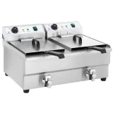 Kétkamrás, csapokkal ellátott ipari fritőz, 230 V, 2x16 l 3