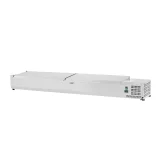 Hűtött vitrin acél fedéllel, 10x GN1/4, 200 cm 3