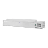 Hűtött vitrin acél fedéllel, 7x GN1/4, 150 cm 3
