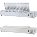 Hűtött vitrin acél fedéllel, 7x GN1/4, 150 cm