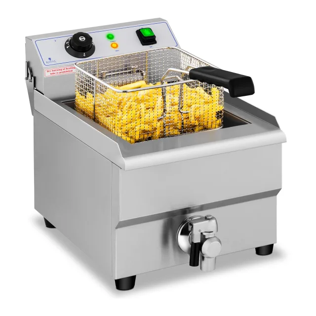 Állítható elektromos ipari fritőz leeresztő szeleppel, 230 V, 3500 W, 16 l