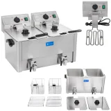 Kettős elektromos sütő leeresztőcsapokkal, EGO termosztáttal, 2x8 l